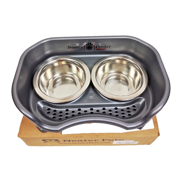 Neater Feeder - Express Model - Mess-Proof Dog Bowls Feed Station Small Grey - Picture 3 of 11